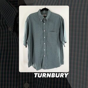 EUC Turnbury Green Plaid Short Sleeve Button Front Shirt